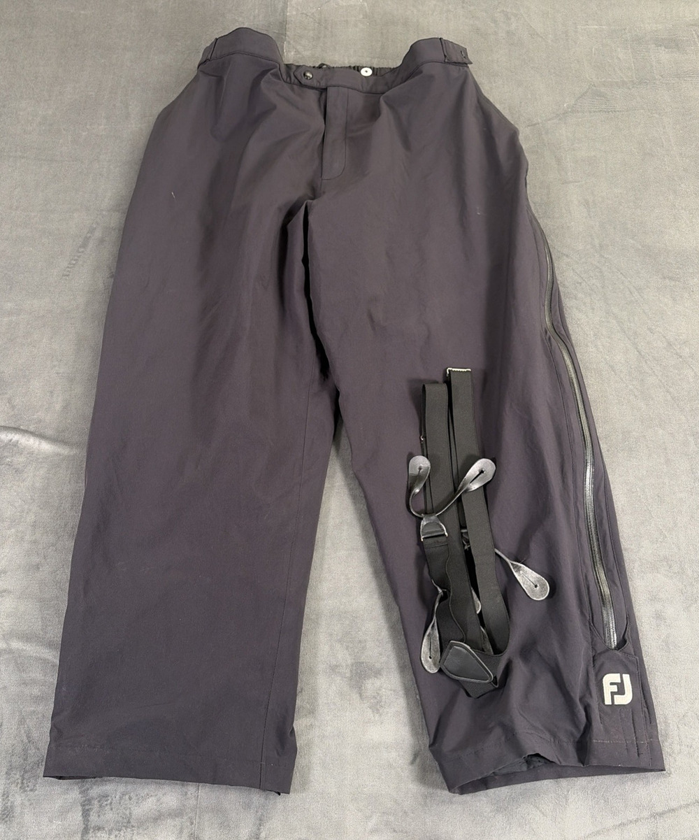 FootJoy DryJoys Golf Rain Pants Black Waterproof Mens XXL With Removable Straps